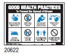 Black, blue, and white good health practices sign