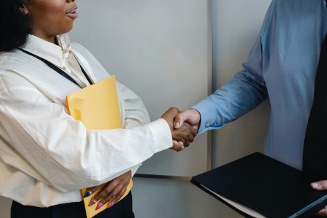 Shaking hands with facility service provider