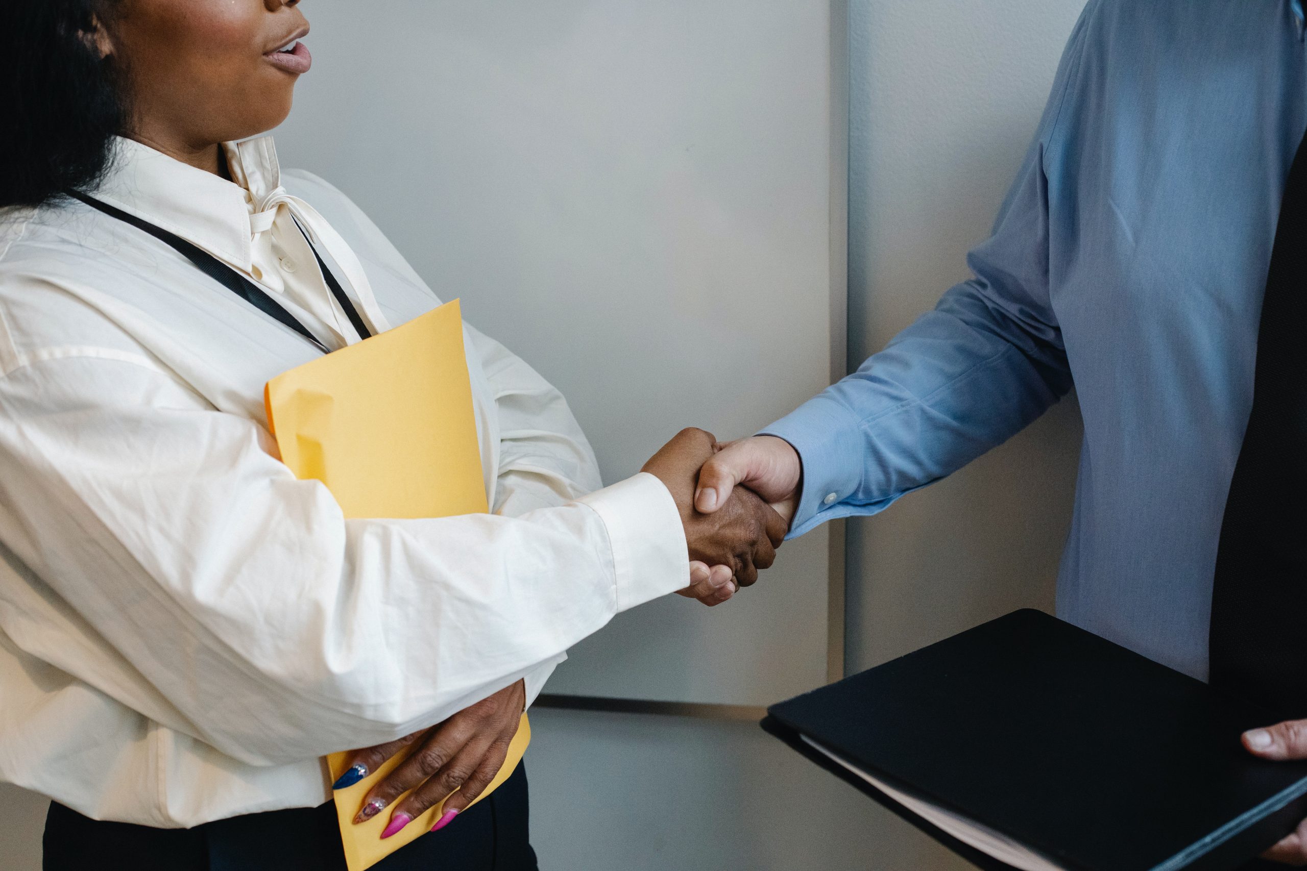 Shaking hands with facility service provider